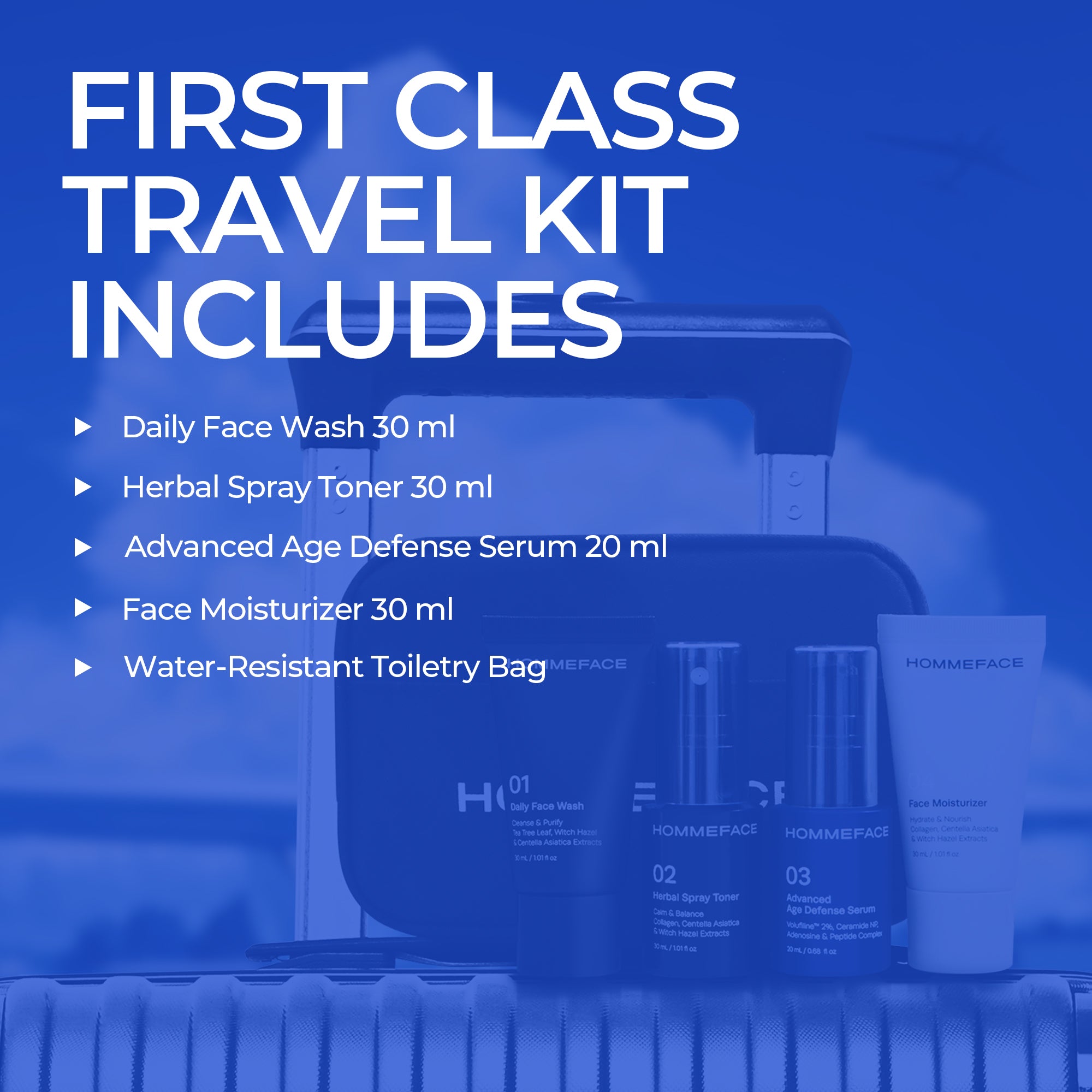 First Class Skincare Essentials Travel Kit – HOMMEFACE